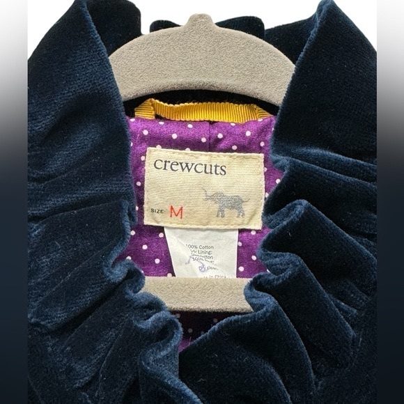 J. Crew Crewcuts velvet ruffle jacket, cotton, navy blue, girl's medium - Picture 4 of 6